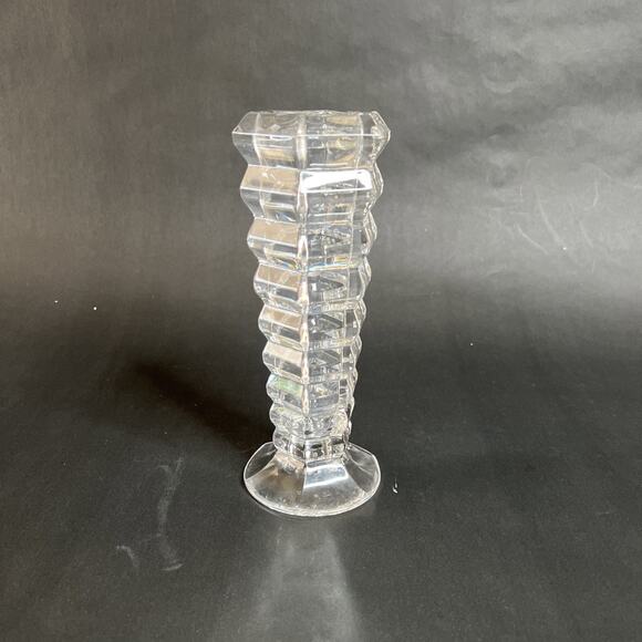 Vintage Art Deco Stacked Glass Vase / Candle Holder – Hexagonal Crystal Form - Picture 1 of 11